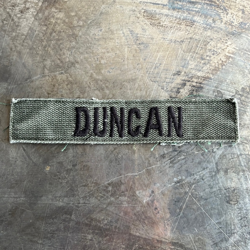 DUNCAN Embroidered Vintage ‘Army Green’ Military Name Tape Patch